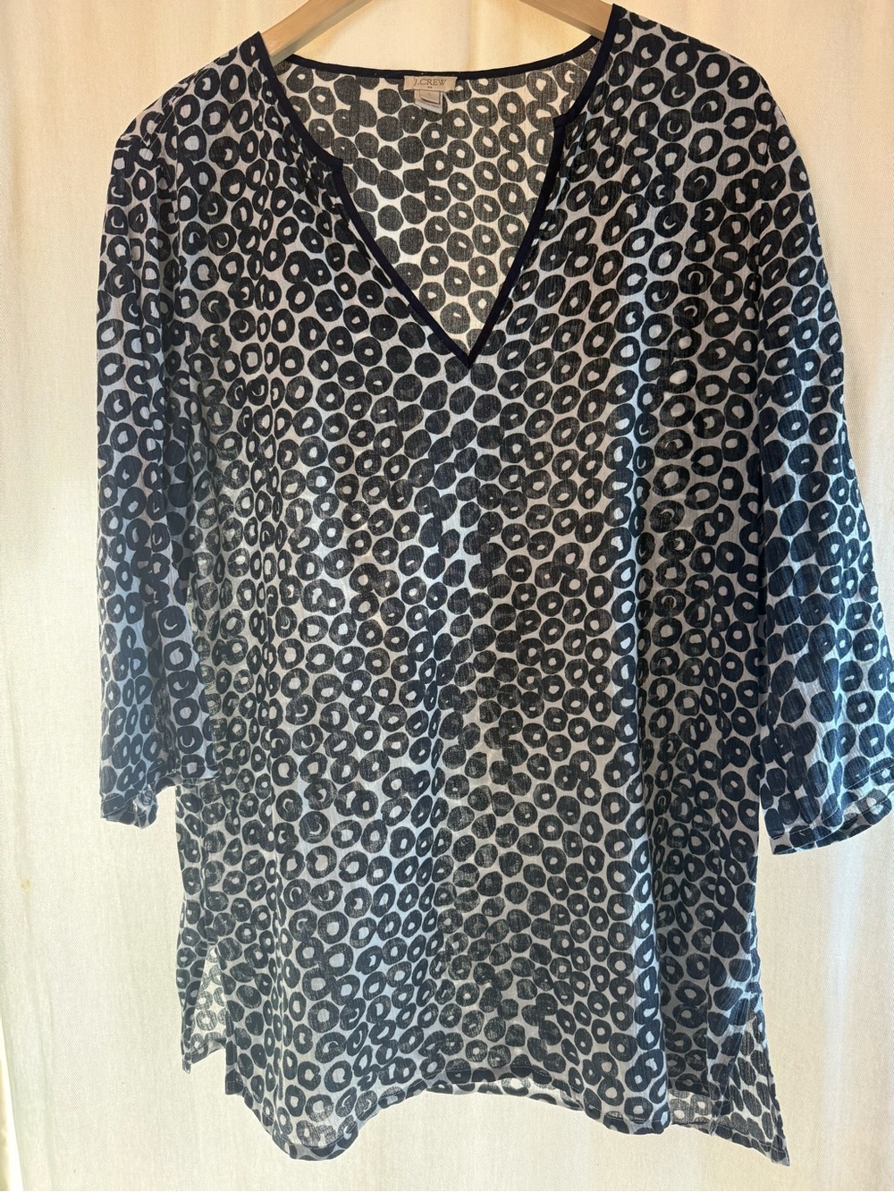 🔵⚪️J. Crew Blue and White Circle Print Cotton Tunic🔵⚪️